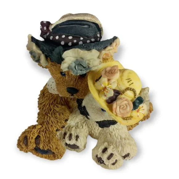 Teddy Bear Mother and Daughter Musical Still Coin Bank 6 in Tall Vintage - Picture 5 of 5